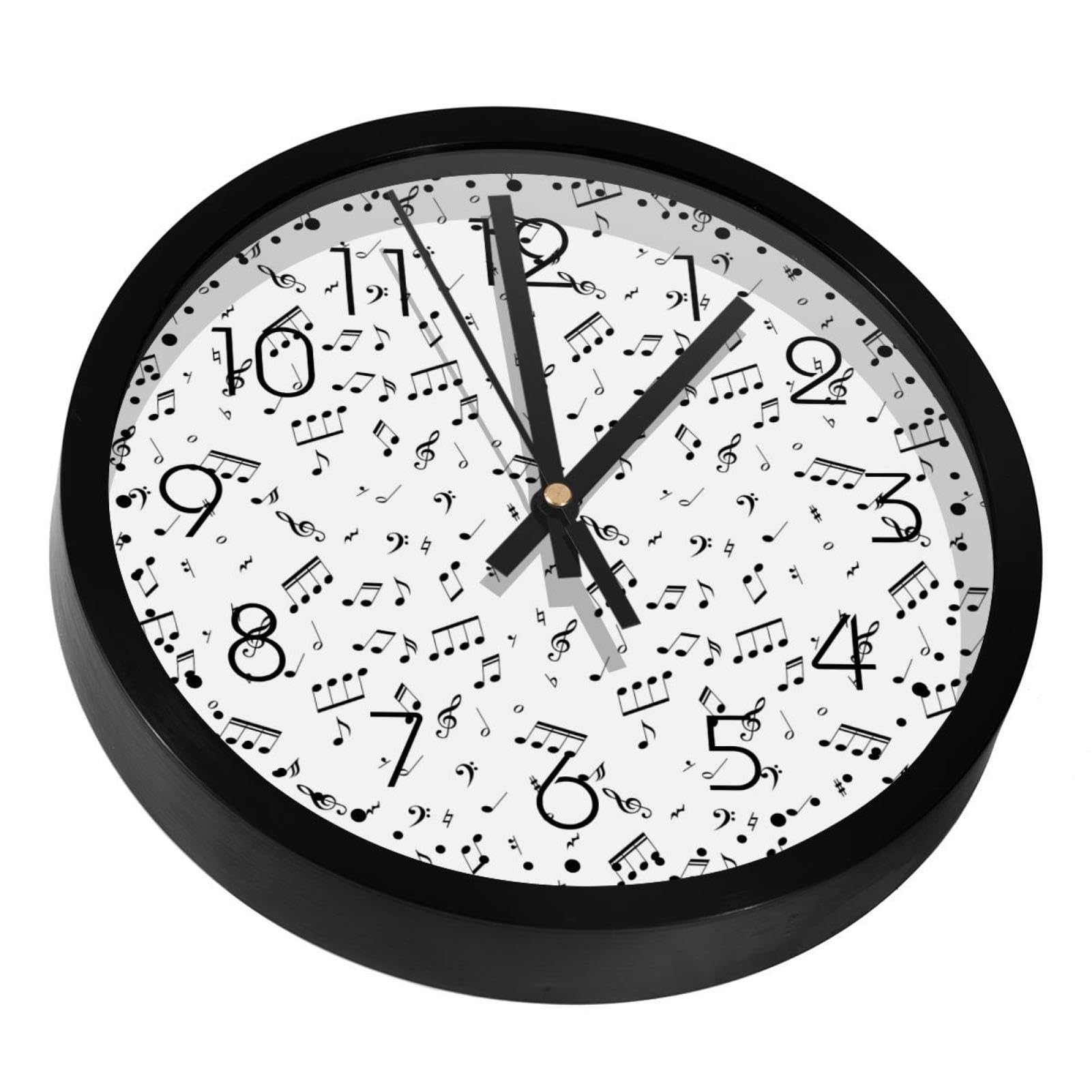 Horloge murale notes de musique silencieuse à pile pour salon et bureau
