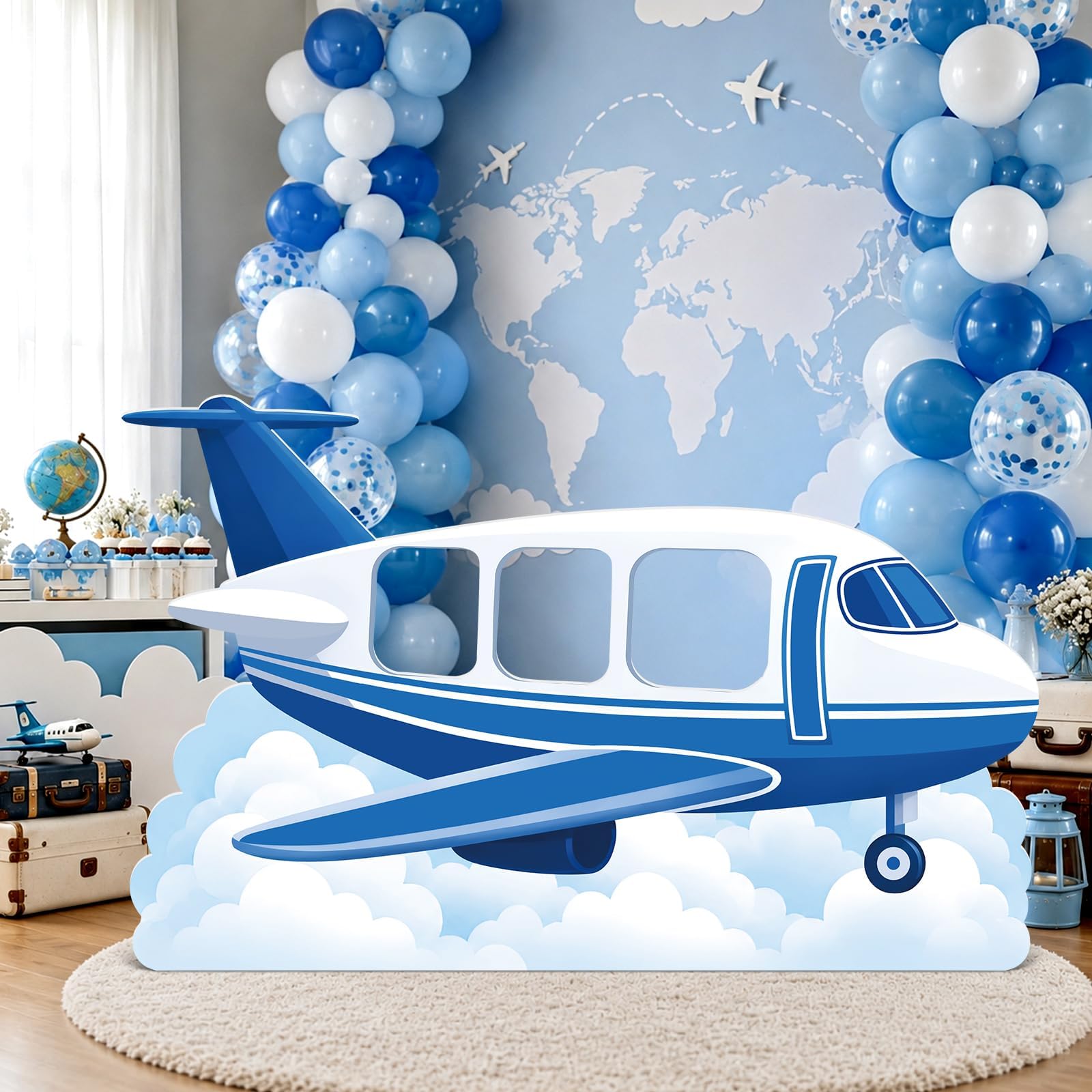 Photo 1 of LawnIdyll Airplane Standee Photo Prop 4.1 ft Blue White
