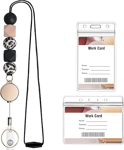 Kaptron - Cordón retráctil con soportes para insignias bonito cordón para profesores para tarjetas de identificación y llaves cordón retráctil de