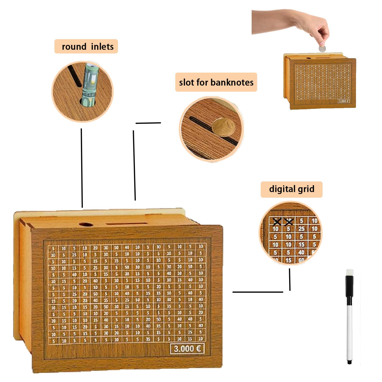 Akozon Boîte De Rangement Rétro Boîte De Rangement De Bijoux Rétro En Bois Organisateur De