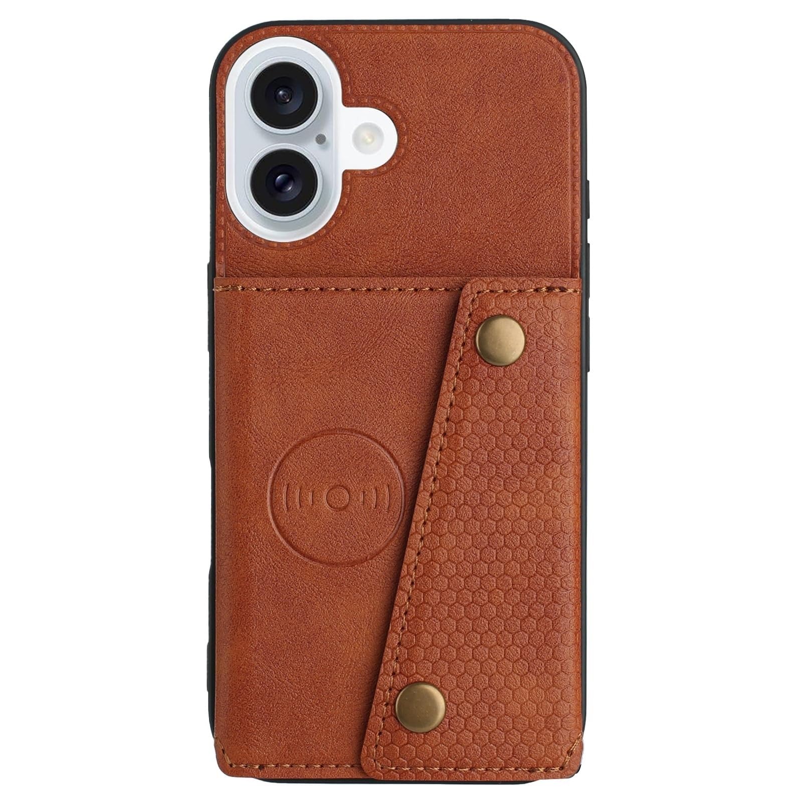 Étui portefeuille en cuir premium marron avec béquille pour protéger l'iPhone 16 Pro Max