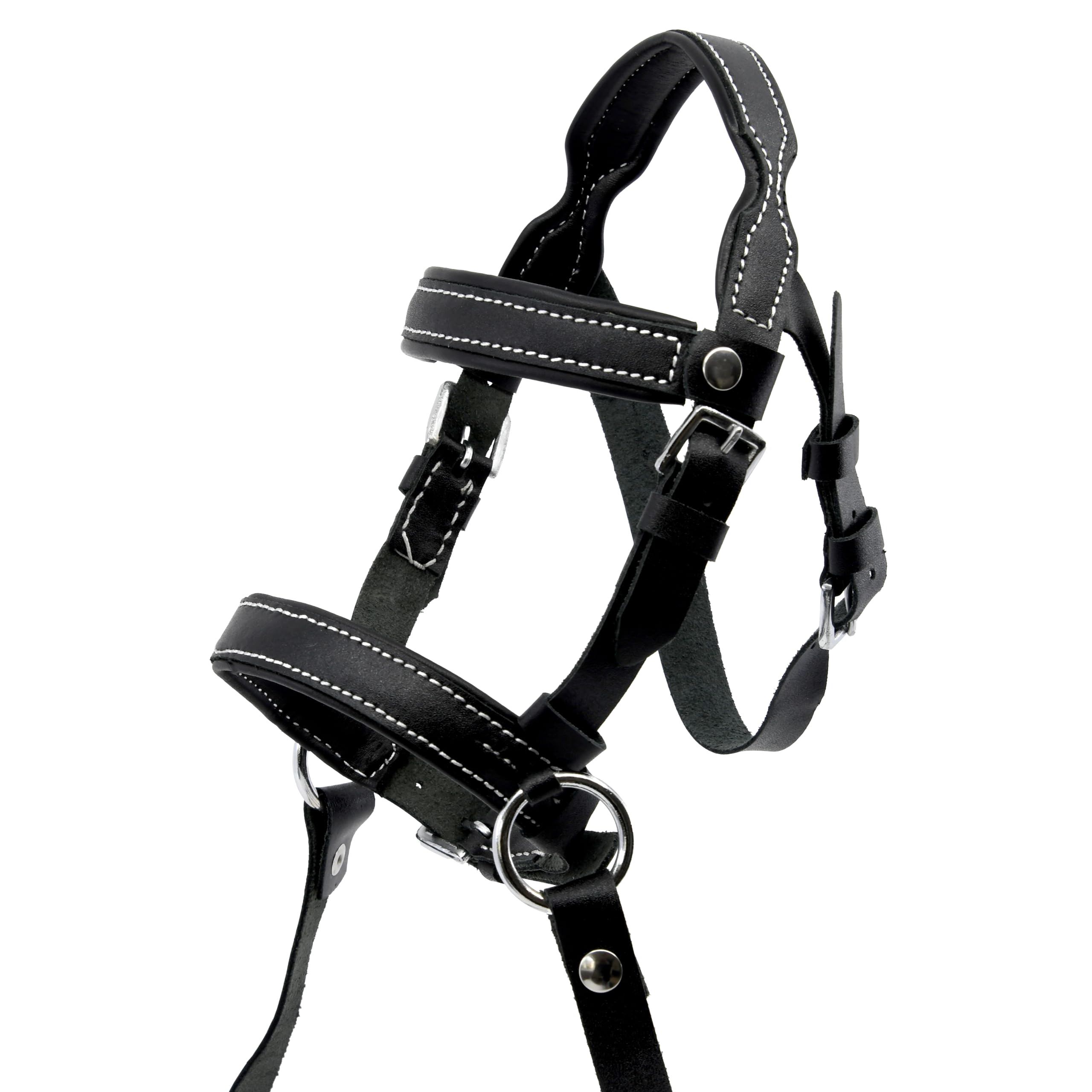 Hobby Horse Filet bridon éthologique Noir pour Hobby Horse Taille A3 et A4. Réglable par Boucle. Cuir synthétique surpiqué de Co