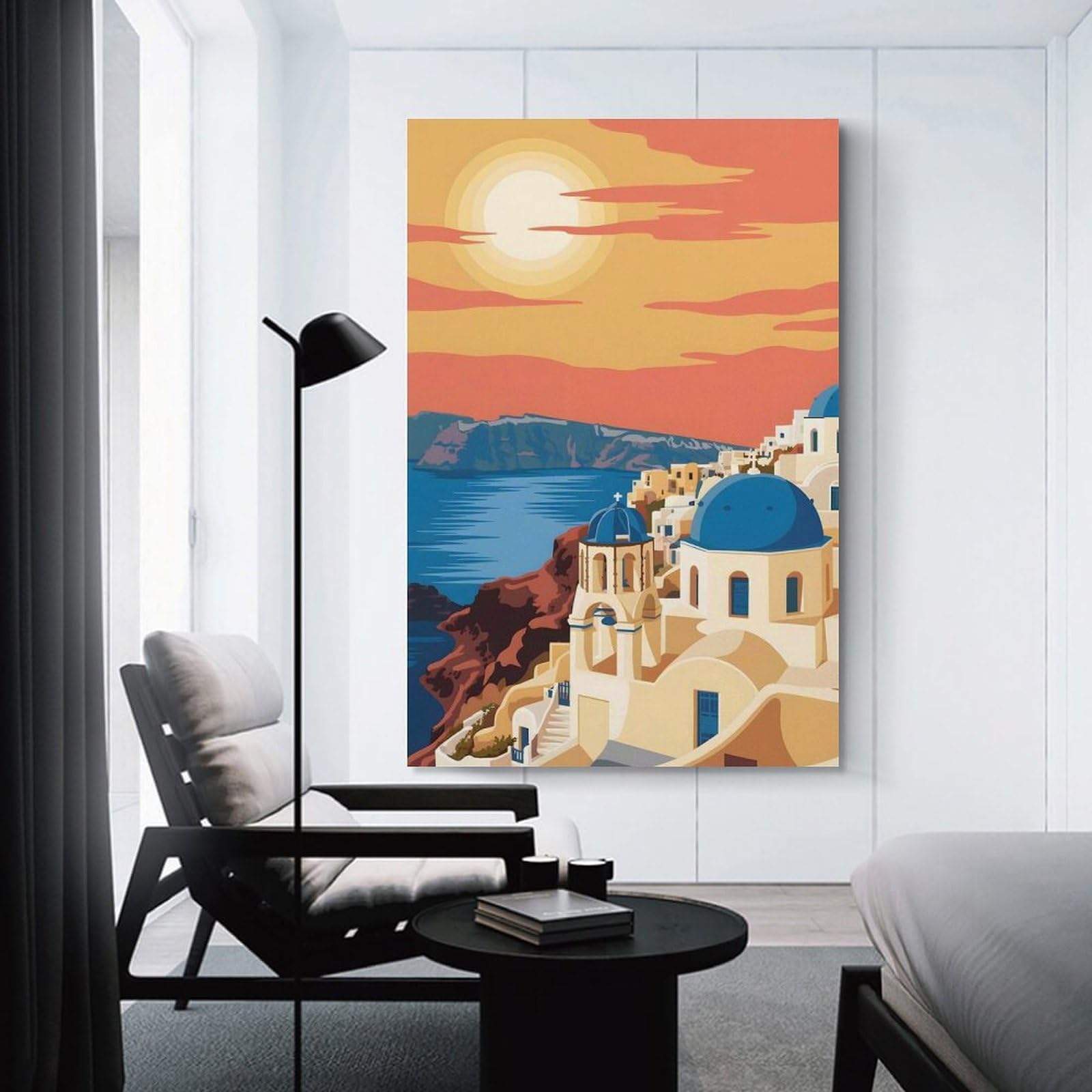 Junmoney Santorini Greece Travel (5) Home Decor Wall Art, 20x30inch(50x75cm), for Living Room, Bedroom Or Apartment Walls, Canvas Styling for A Polished Room Look