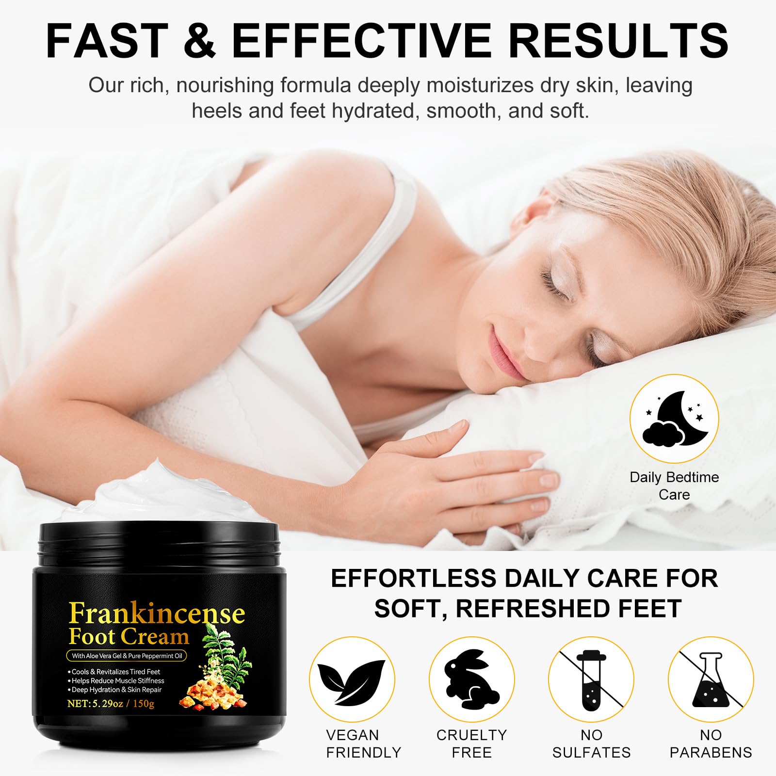 Crème pour Pieds Fatigués - Soin Réparateur à l‘Encens et Menthe Pure, Apaisement Intense de la Voûte Plantaire - 150g