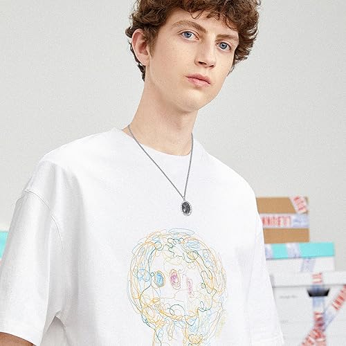 Vista 516 de Collar con colgante de plata de ley 925 con medalla de San Patrón, joyería religiosa para hombres y mujeres, con cadena de acero inoxidable 316L