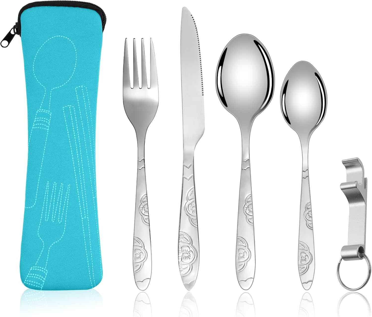 Vicloon Camping Cutlery Set, 5PCS Stainless Steel Flatware Set with