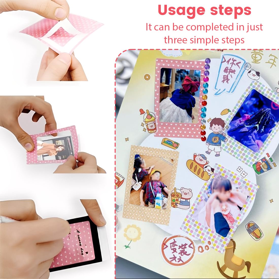 120 Pcs Instantané instax Photo Cadres Bordures Autocollants pour Fujifilm Instax Mini 8 7s 25 50s 90 et Polaroid Snap PIC-300 Z2300 Zip Photos instantanées