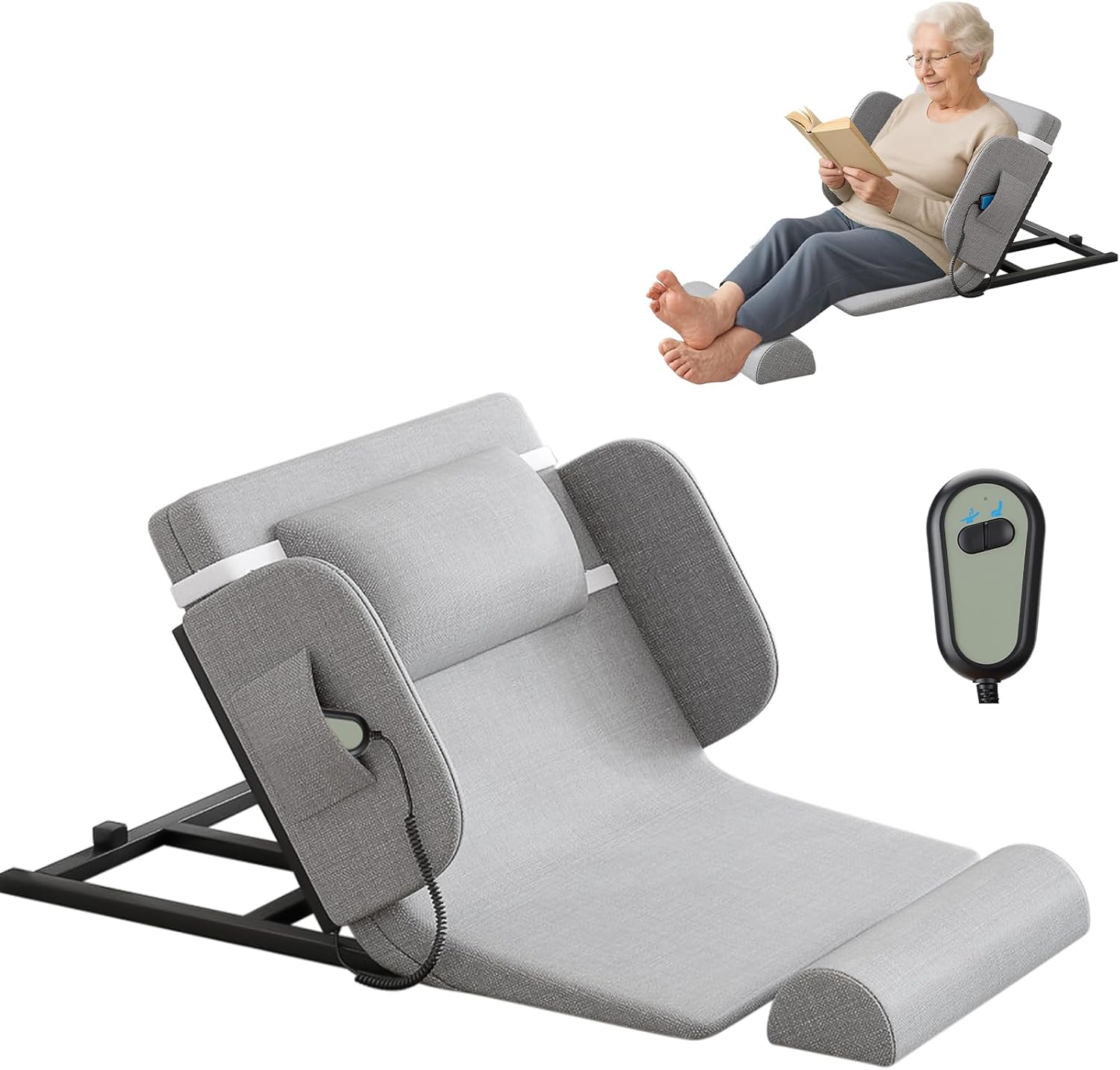 Electric Lifting Backrest, Remote Control Type Pregnant Women and Elderly Hospital Bed Care Backrest Home Medical Assistance