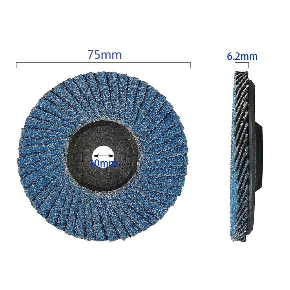 Disques à lamelles Bleus Plats for meuleuse d'angle, Trou de 10 mm, disques de ponçage de Rechange 75 mm
