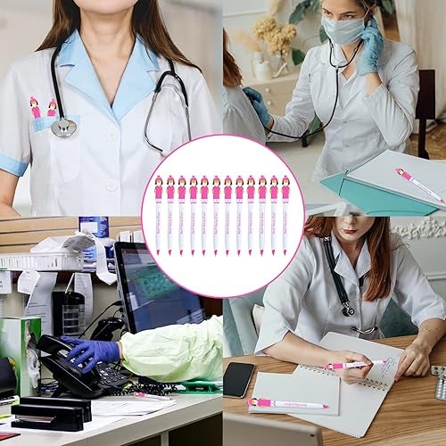 Miniatura 7 de LUTER 12 bolígrafos divertidos para enfermera, regalos de agradecimiento para médicos, enfermeras, asistente médico, enfermera, juego de bolígrafos