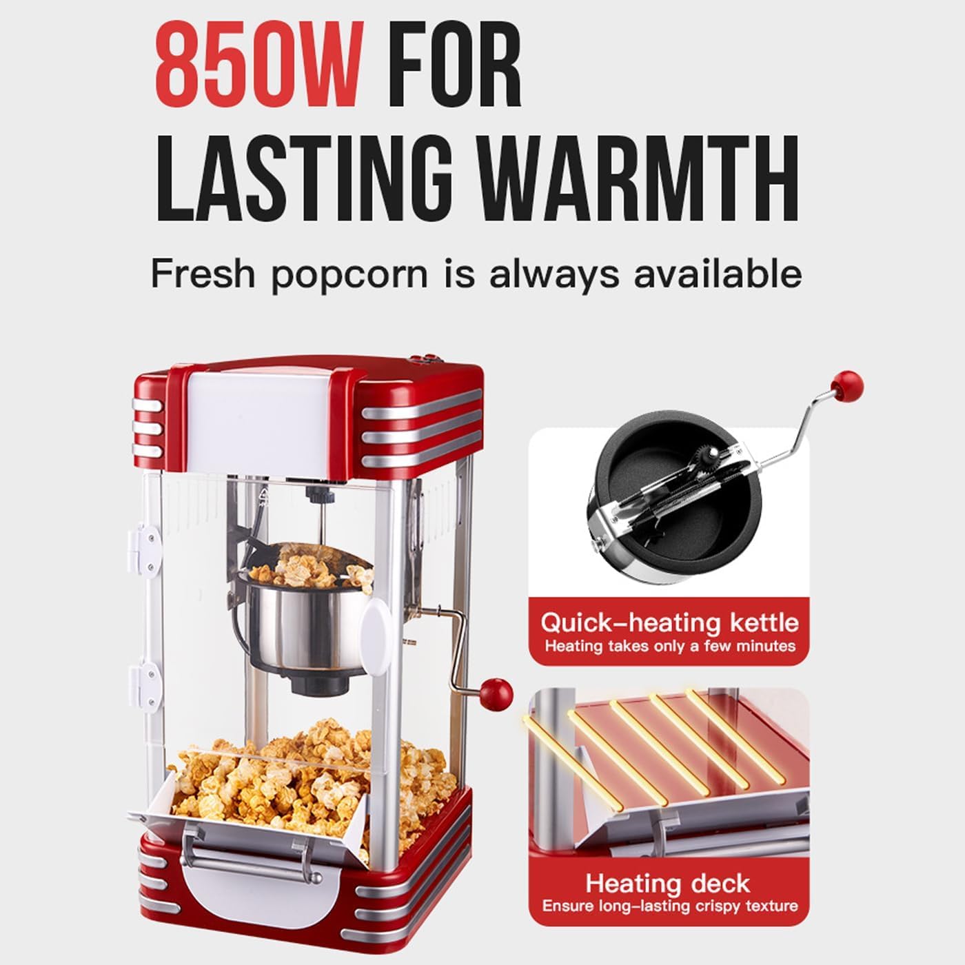 Home Essentials, Macchina per Popcorn elettrica da 3,7 l | Macchina per Popcorn ad Aria Calda Senza Olio con Ciotola Rimovibile | Controllo a 2 pulsan