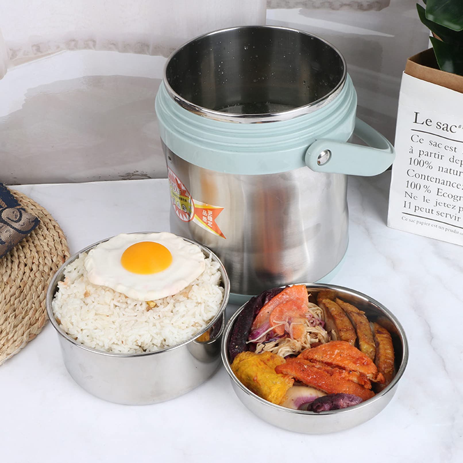 Amazon｜保温弁当箱 二段 三段 ブルー 四段 大容量 ステンレス ランチ