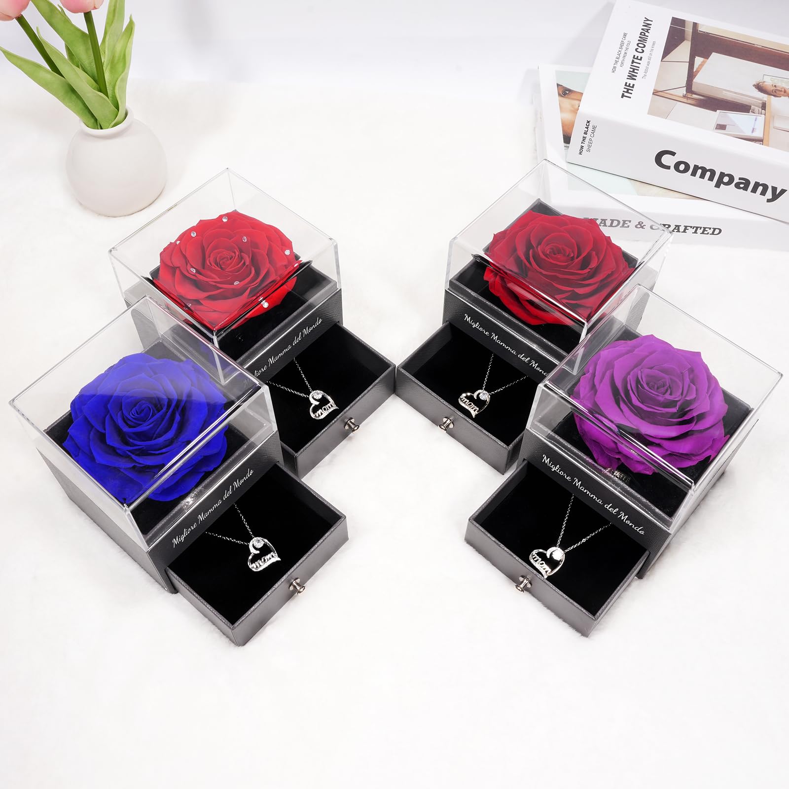 Festa della Mamma Idee Regalo, Rosa Eterna con Collana Argento 925, Migliore Mamma del Mondo, Rosa Stabilizzata Vera, Regalo Mamma Compleanno, Festa della Mamma dal Daughter