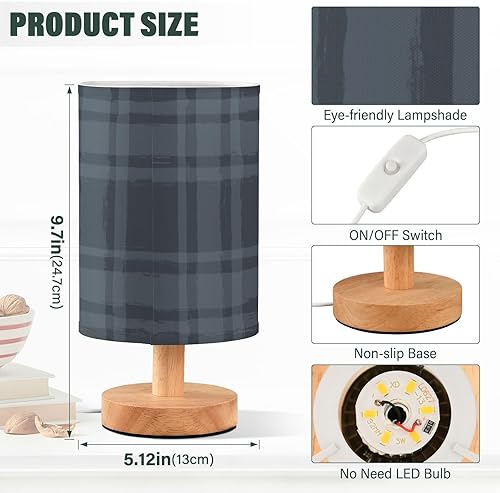 Miniatura 3 de Nightstand Lamp Table Led Lamp Classic Blue Plaid Gingham Table Lamp for Girls Bedroom lámparas para mesa de Noche