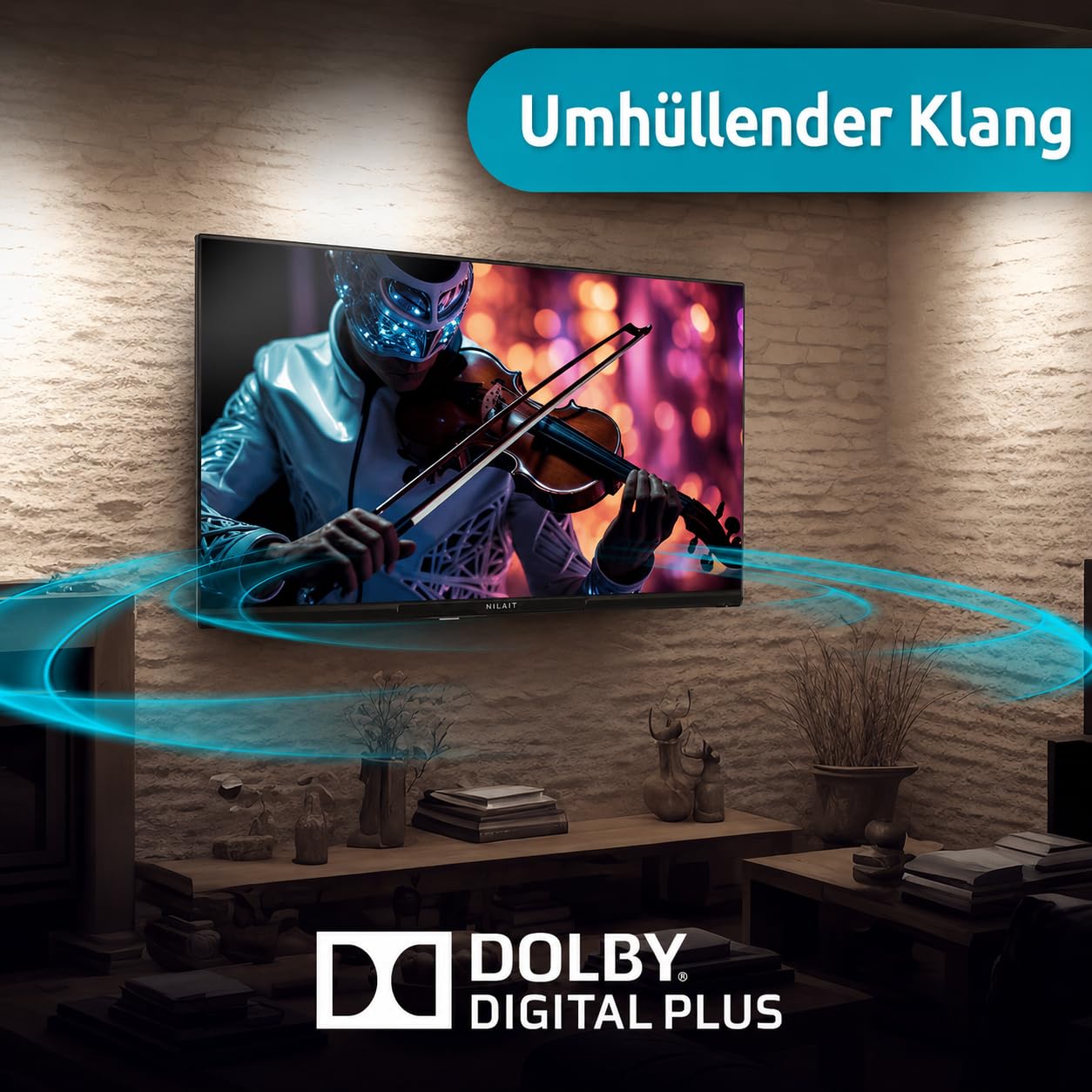 Nilait Prisma 32HC7002N 32 Zoll LED HD Ready Fernseher, Rahmenlos, kompakter Fernseher für Küche, Schlafzimmer und Büro (Schwarz, ohne Smart TV) [Energieeffizienzklasse E]