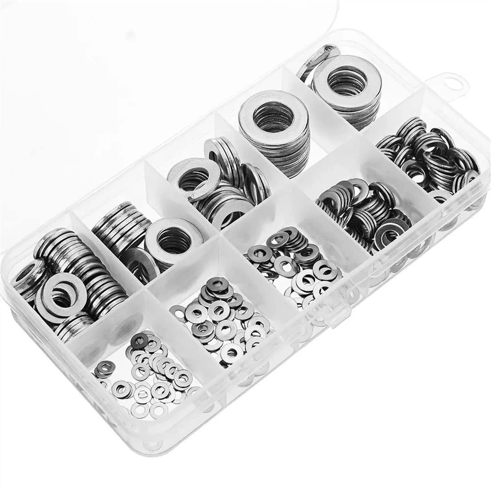 Kit O-ring in gomma SW3 400 pezzi Set di assortimenti rotondi con rondelle piatte in acciaio inossidabile 304 M2/2,5/3/4/5/6/8/10 Guarnizione di tenuta - Kit guarnizioni assortite