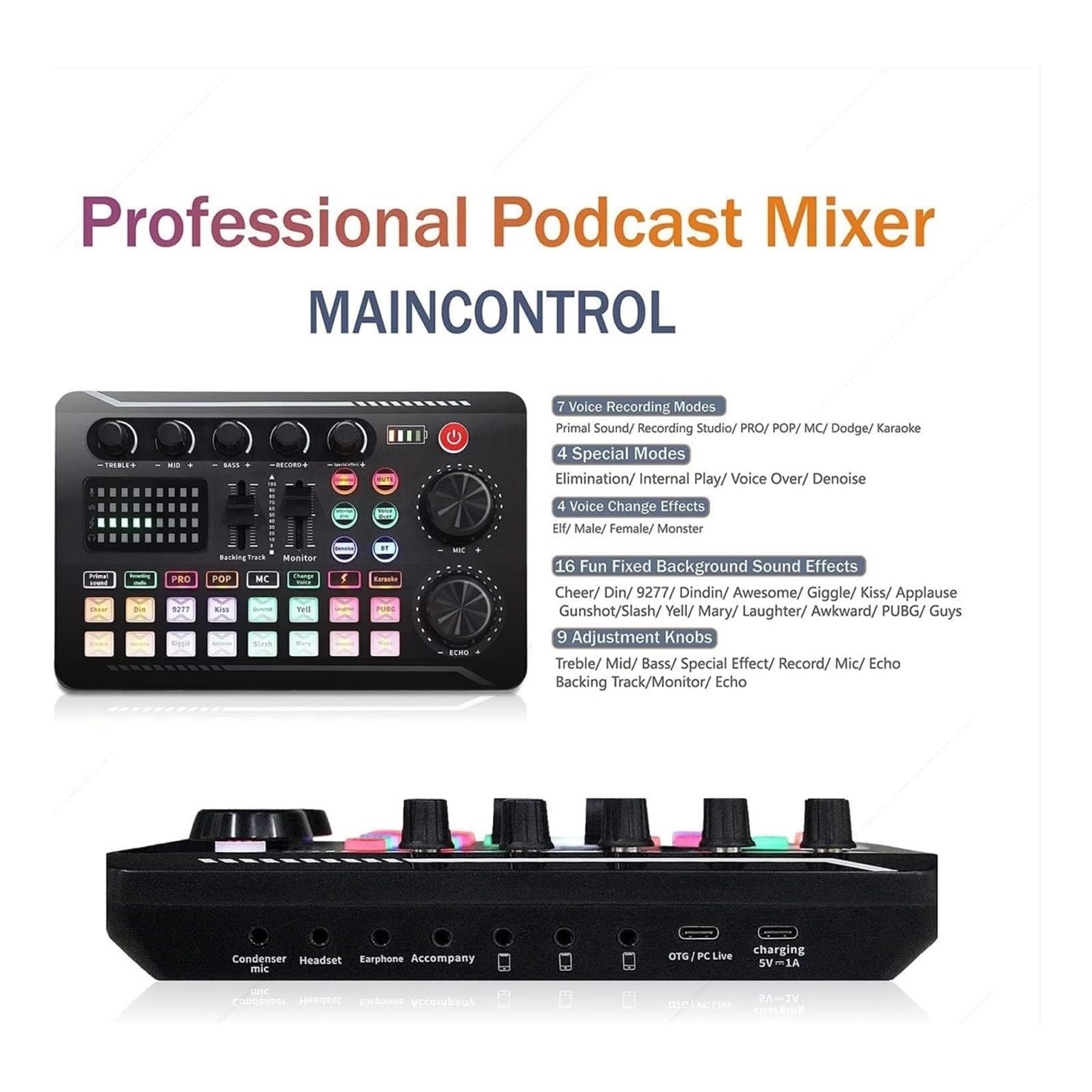 Kit De Equipo For Podcast Interfaz De Audio Todo En Uno con Micrófono De Condensador De Estudio Grabación De Podcasting Transmisión De Canto(Light Yellow)