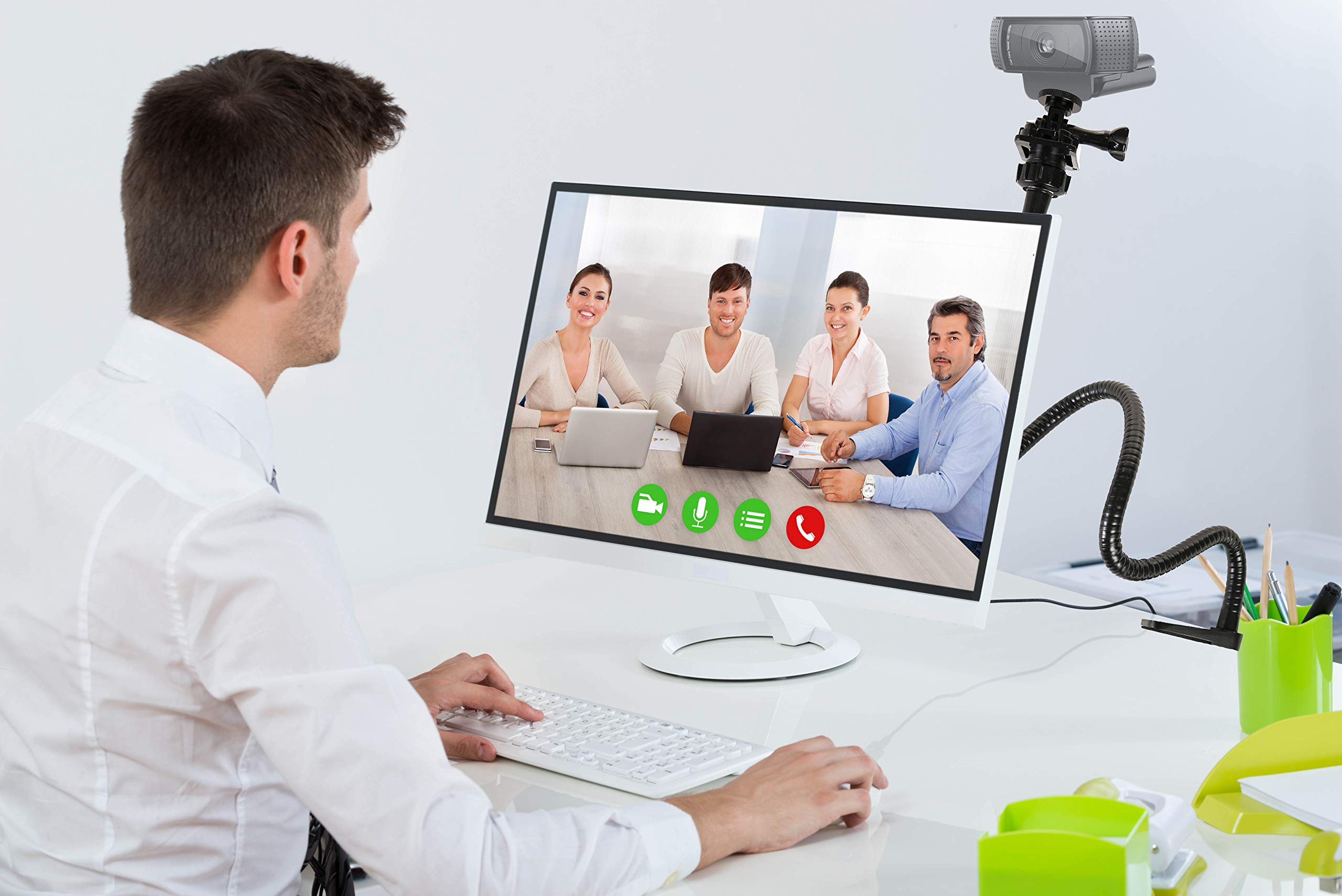 Supporto per webcam da 63,5 cm, resistente, braccio lungo, morsetto per webcam Logitech C925e, C922x, C922, C930e, C930, C920, C615, fotocamere GoPro