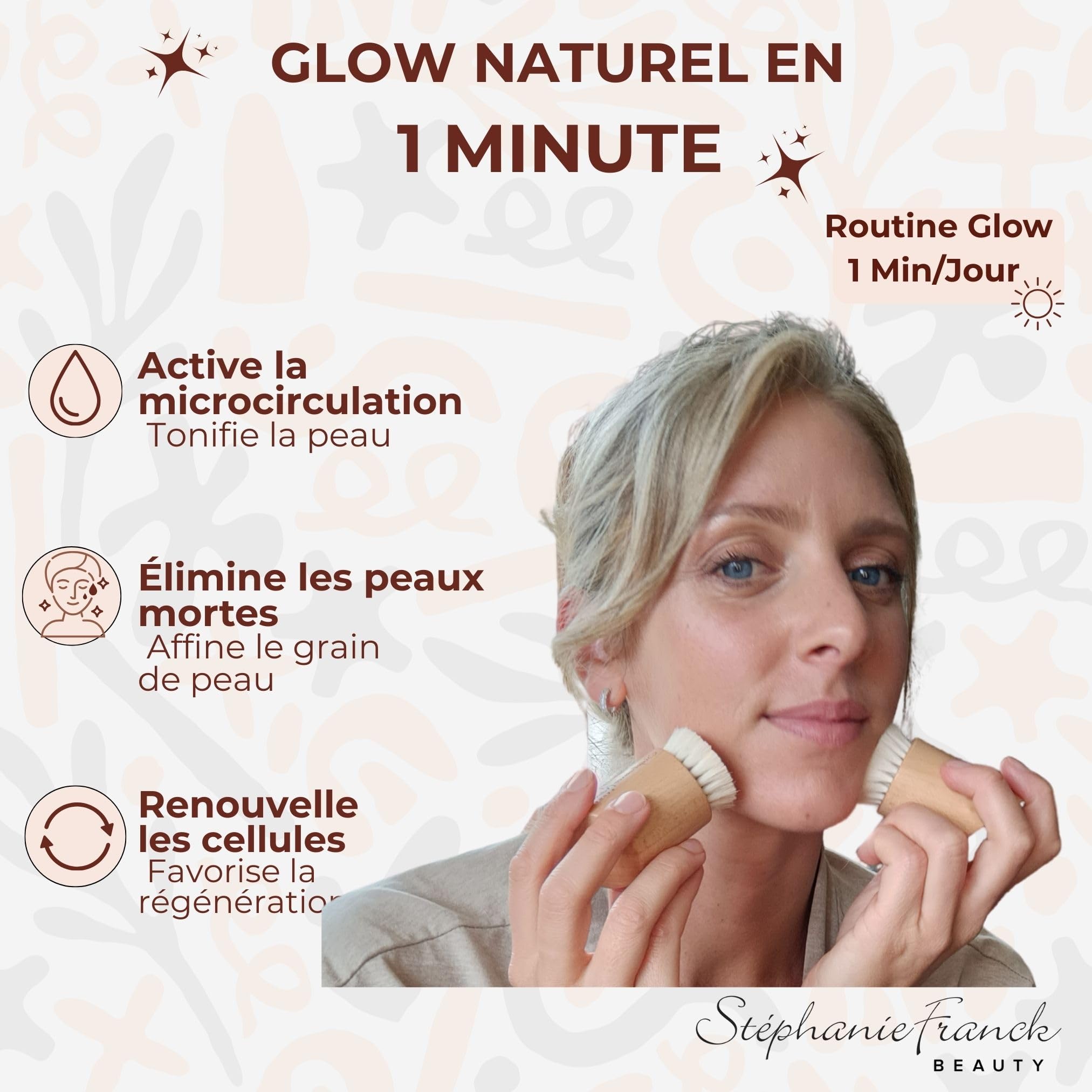 Stéphanie Franck Beauty – Set de 2 Brosses Visage Douces à Sec – Massage À Deux Mains & Exfoliation Naturelle – Bois de Hêtre & Poils de Chèvre – Soin Peau Sensible – Routine Skincare Zéro Déchet
