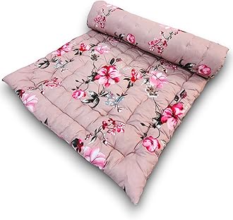 Soft Cotton Quilt Foldable Mattress - 36x72 Inches 3D Maroon Floral Lightweight, Firm Single Gadda Portable for Picnic, 1 Sleeping Capacity Single Bed Mattress