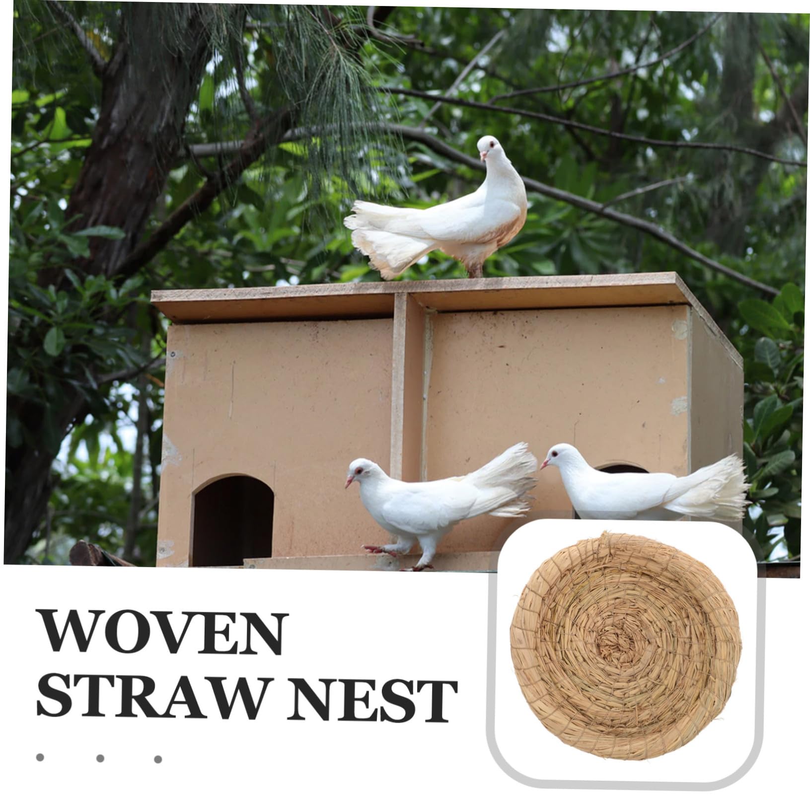 Nido de Paja Tejido para Pájaros y Animales Pequeños 5 Piezas | Beige, Material de Paja, Transpirable y Cómodo, Uso para Jaula y Descanso