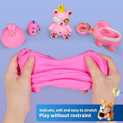 Miniatura 3 de Ifergoo Arcilla de modelado Pink Air Dry - Cosplay moldeable, secado al aire, arcilla de moldeo blanda para proyectos de arte y manualidades para