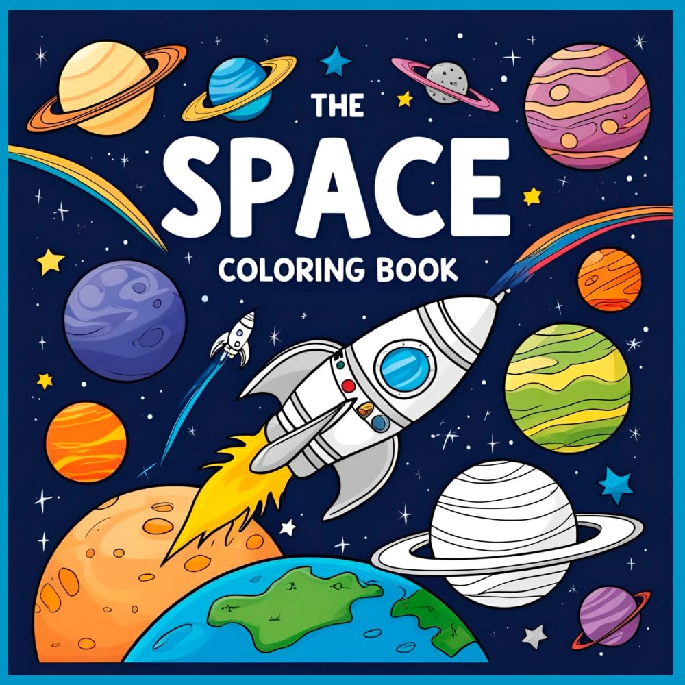 The Space Coloring Book: A Fun Coloring Book for Kids | 24 Cosmic Pages of Rockets, Planets, and Astronauts