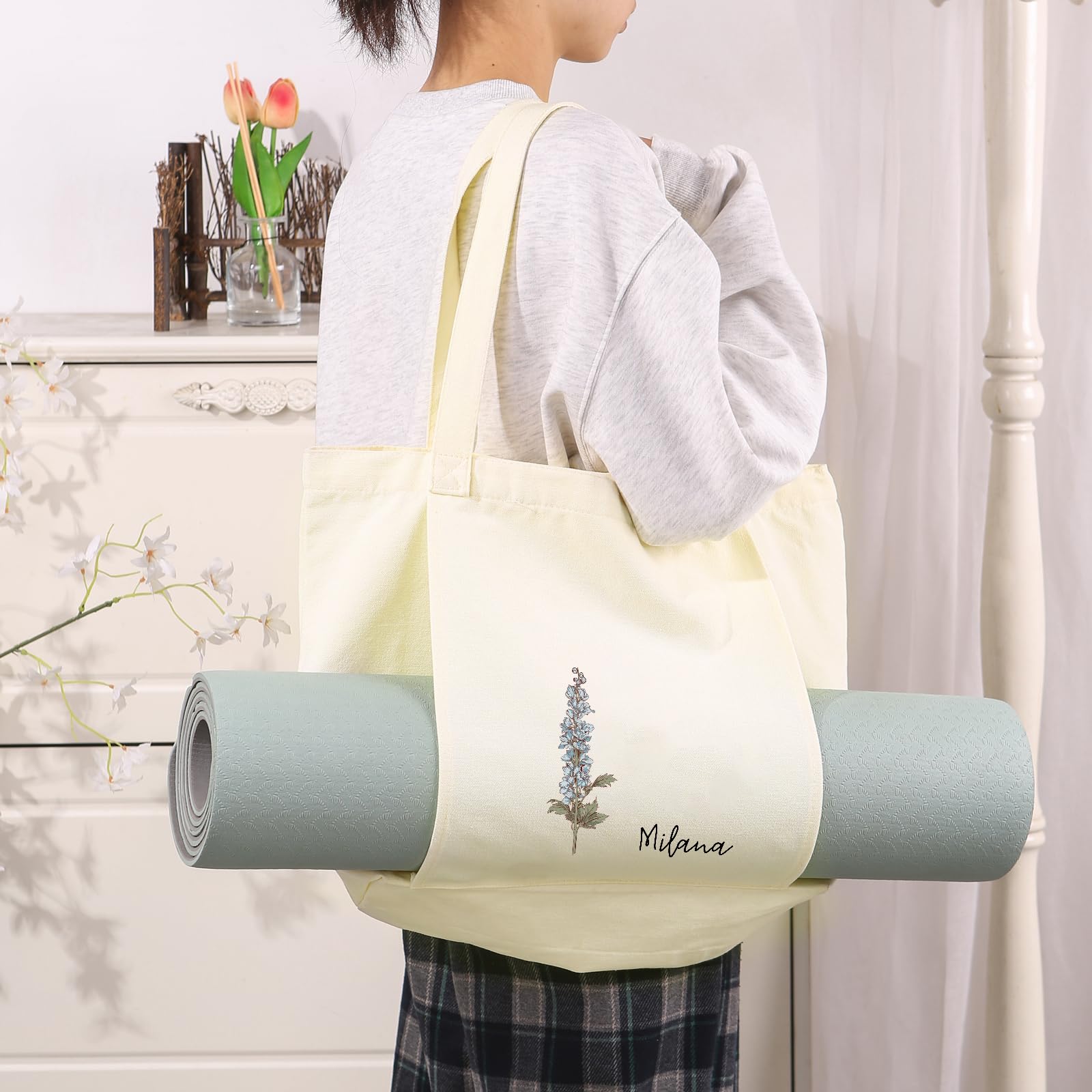 Personnalisé Sac De Yoga Sac De Transport Pour Tapis De Yoga Sac De Sport Pour Femme Contient Des Tapis De Yoga, Des Tapis De Gymnastique Et Des Tapis De Pilates (Blanc