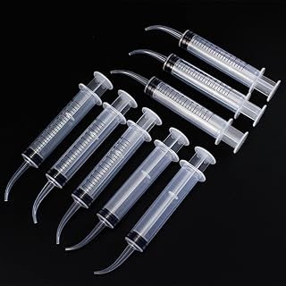 Airgoesin 8pcs Graduated Dental Irrigation Syringe Rinser with Tapered Curved Tip for Oral Crowns, Bridges Tonsil stone Squirt Mouthwash Cleaner 12ml
