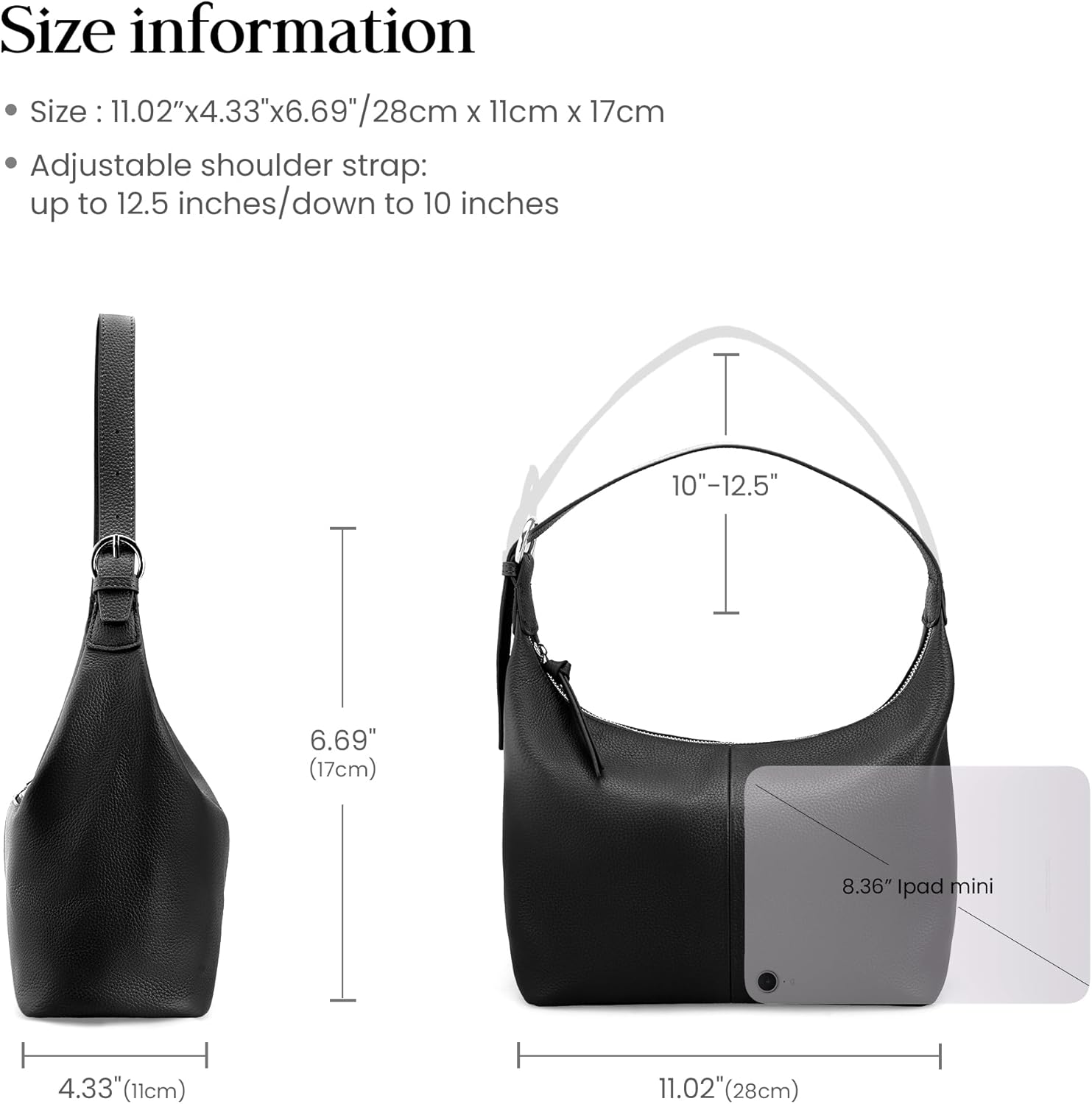 befen Genuine Leather Slouchy Hobo Bags for Women, Ultra Lightweight Leather Purses Shoulder Handbags Satchel for Work Casual - Image 5
