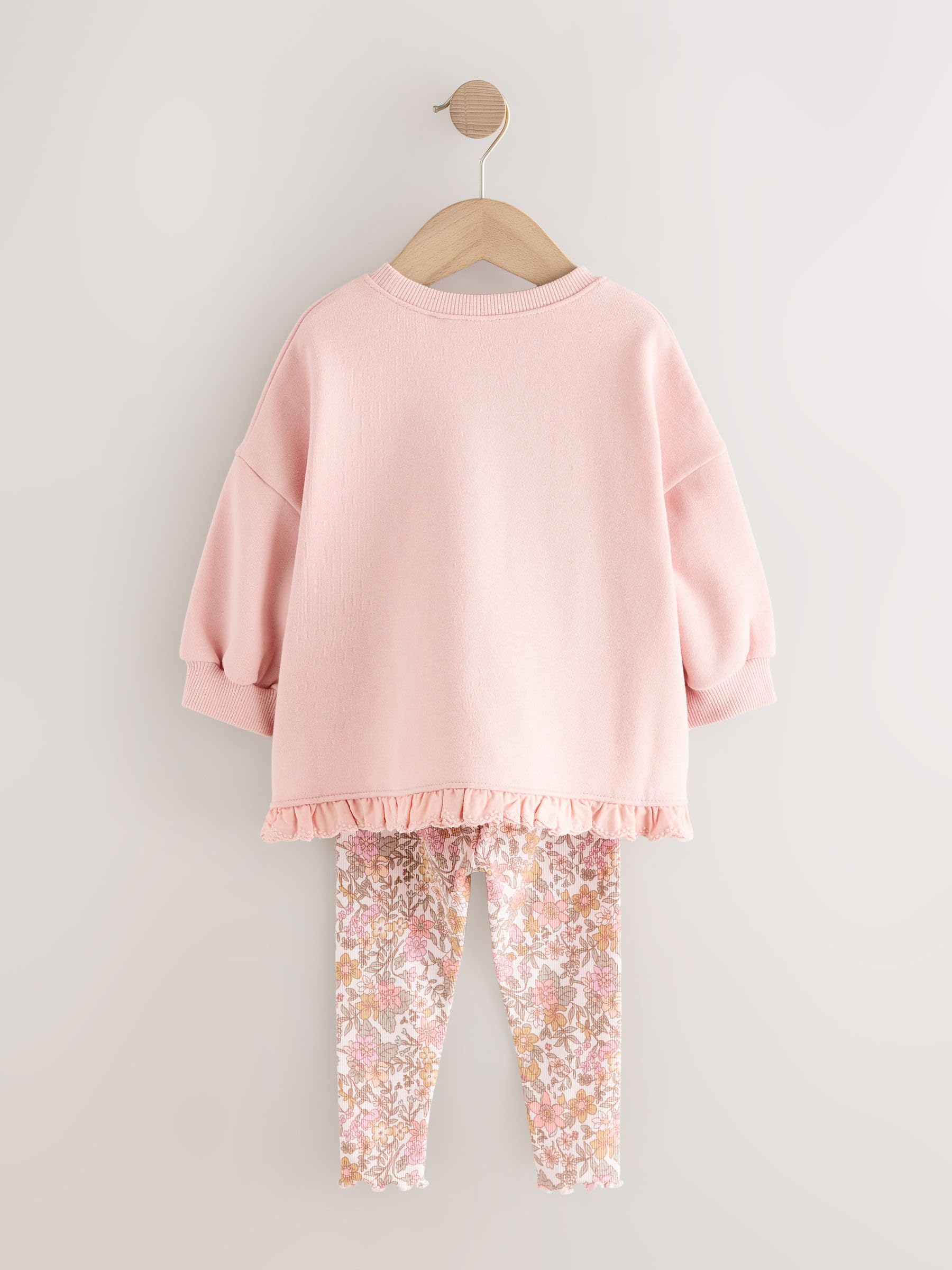 NEXT Niñas Conjunto de sudadera con volantes en el bajo y leggings
