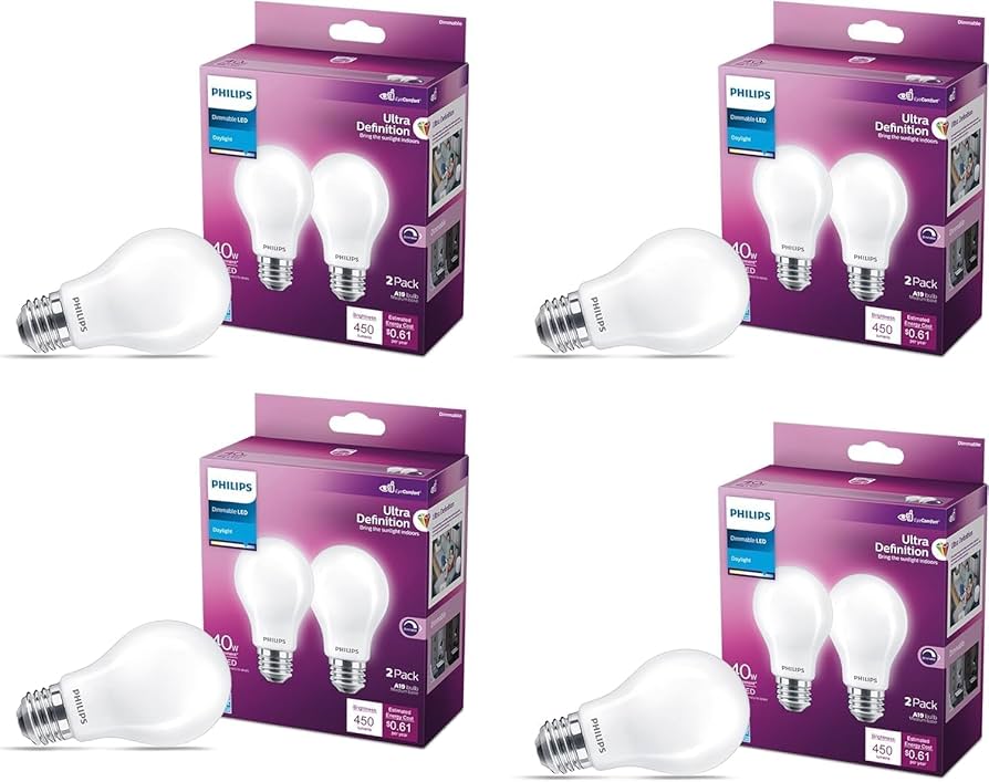 PHILIPS LED 60W A19 8-Pack Ultra Definition Daylight (5000K) 800