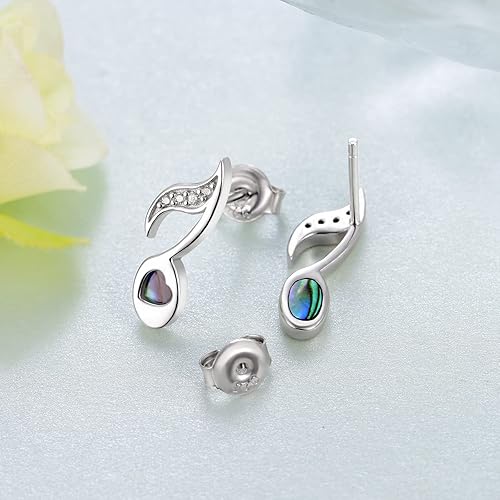 Miniatura 3 de Pendientes y anillo de plata de ley con notas musicales y clave de agudos, joyería musical para mujer