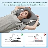 Vista 2 de Almohada Ergo para aliviar la apnea del sueño, el dolor de cuello y los ronquidos Almohada cervical para dormir de lado Espuma viscoelástica