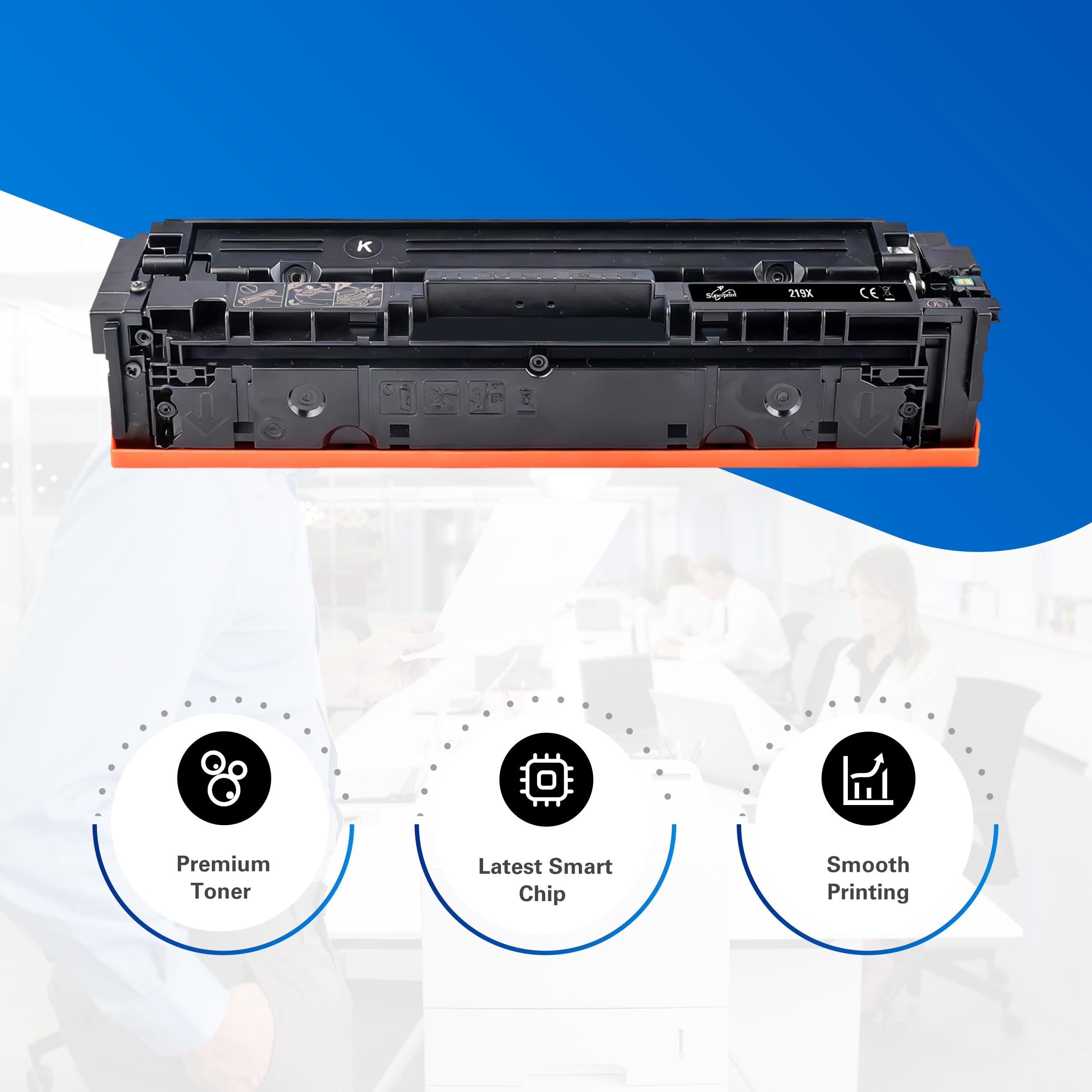 Toner 219X rigenerato compatibile con Cartuccia toner HP W2190X W2191X W2192X W2193X per Color LaserJet Pro 3202dn 3202dw MFP 3302fdn MFP 3302fdw 3302sdw (Grande, confezione da 4)