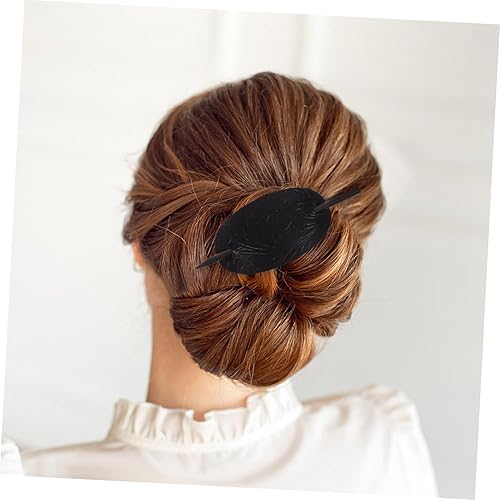 Miniatura 2 de 3 unids horquilla de cuero clip de pelo con palo pasadores de pelo diapositivas pelo titular de moño pelo para cabello grueso s clips de metal para