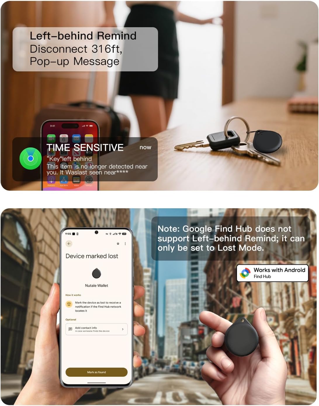 USB-C Rechargeable Bluetooth Tracker for Key and Pocket Location, Compatible with (Apple or Google), Works with iOS Find My or Google'S Find Hub App, Type-C Rechargeable Item Finder Tag