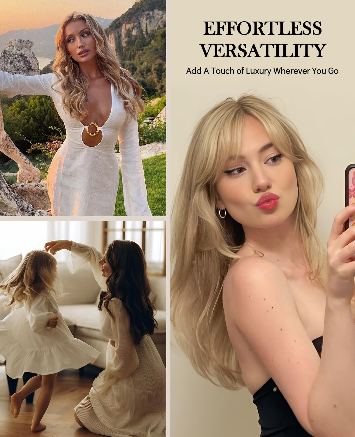 VINBAO Clip in Extensions Echthaar Balayage Remy Haarverlaengerung Echthaar #4/27/4 Dunkelbraun bis Karamellblond mit Blond 22 Zoll 120g 6Stück Doppelt Tressen (#4/27/4,55cm)