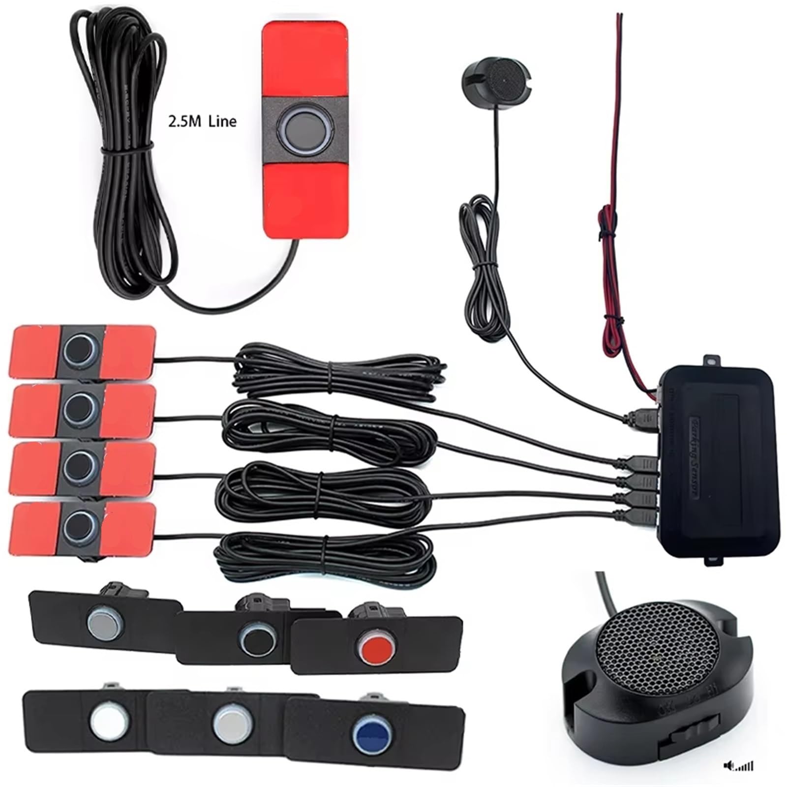 Parking Alerta Kit Asistencia Sensores Aparcamiento Coche Sensores Planos 13mm Radar Marcha Atrás Zumbador Sonido Alarma Control Distancia Monitores Punto Ciego