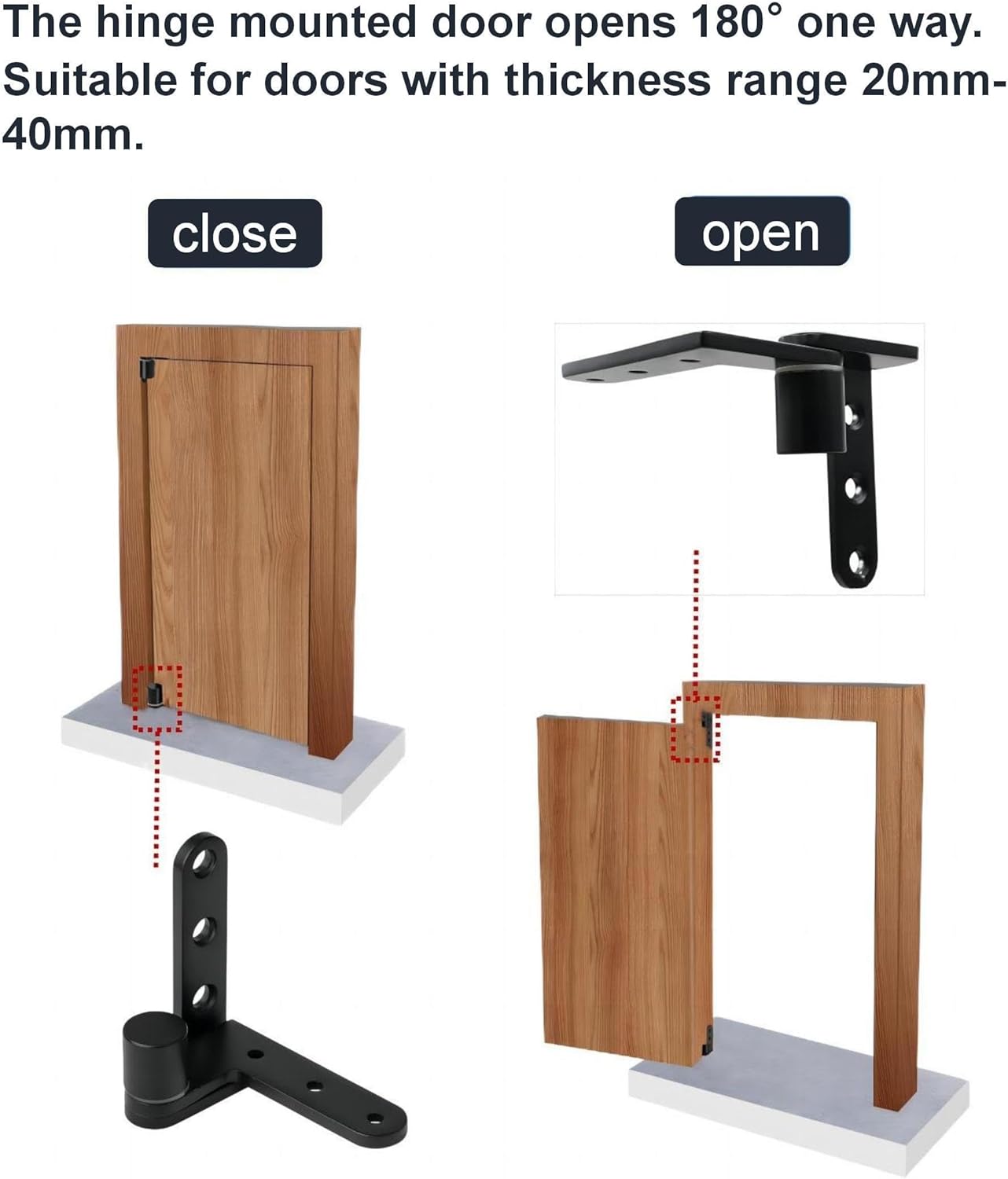 180°Rotating Pivot Hinges,Suitable for Doors with Thickness 20mm-40mm, Max Load 150lbs, for Wood Door,Plastic Door.Saloon Door Hinges, Fence Gate Hinges,Yard Door Hinges