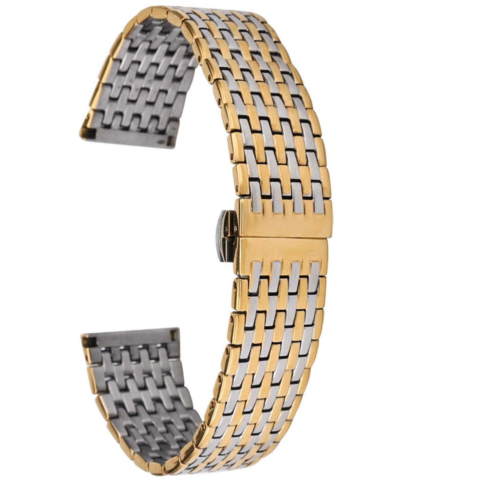 Correa de Reloj, Correa de Reloj de Acero Inoxidable Dorado Plateado de 20/22 mm, Hebilla de Mariposa, Correas de Reloj de Repuesto
