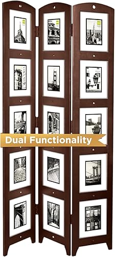 Miniatura 9 de Kiera Grace Divisor de habitación y pantalla de privacidad para collage de fotos de 3 paneles, marcos de fotos con capacidad para 15 fotos de 5 x 7