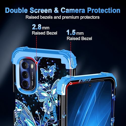 Miniatura 5 de Miqala Funda para Moto G Stylus 2022 5G4G, brillante en la oscuridad, tres capas de plástico duro resistente a prueba de golpes + funda protectora