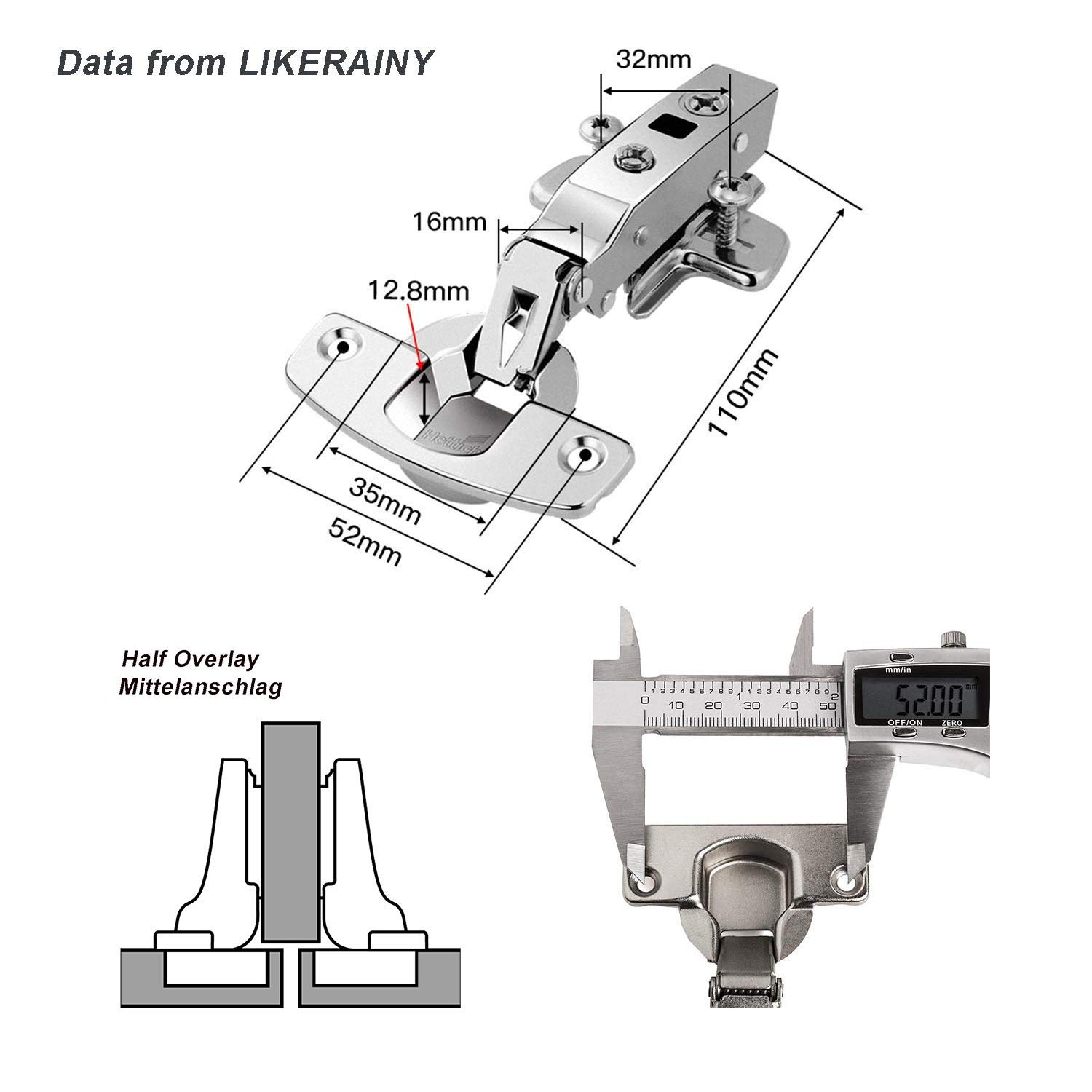 Amazon.co.jp: Hettich Sensys 8645i TH52 110度標準ハーフ