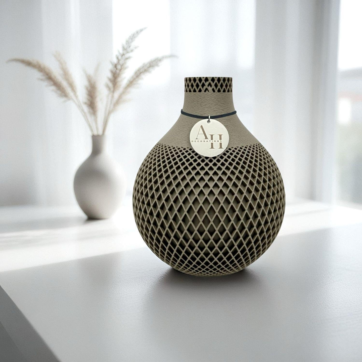 Boho Vase „FILA“ – Moderne Design Vase in 3 Größen & 8 Farben, 3D-gedruckt in Österreich – stilvolle, nachhaltige Wohnzimmer Deko & Exklusive Dekovase (beige, 25 cm)