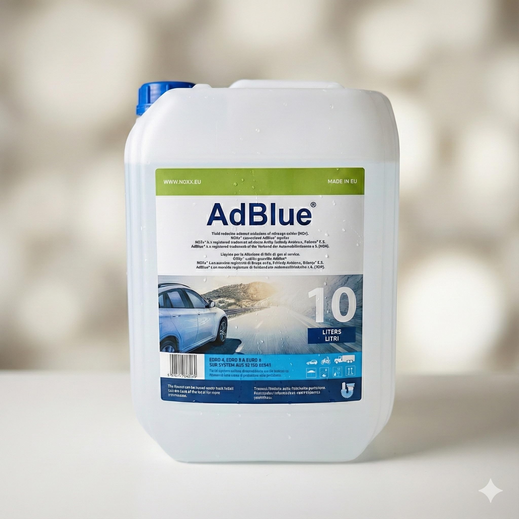 LUBRIALPHA Additivo AdBlue Tanica 10 Litri per Motori Diesel Euro 4 5 6 con Tecnologia SCR - Alta Purezza - Conforme ISO 22241 - Imbuto Versatore Incluso - Rifornimento Facile per Veicoli