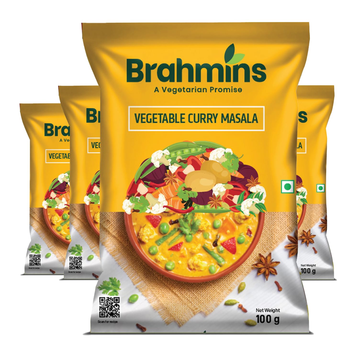 Brahmins Vegetable Curry Masala – A Vegetarian Promise| Ideal for Making Indian Curries| | Mixed Masala| 100% Vegetarian| 100g x 4| 400 g (B08MCN8HJT) Amazon Price History, Amazon Price Tracker
