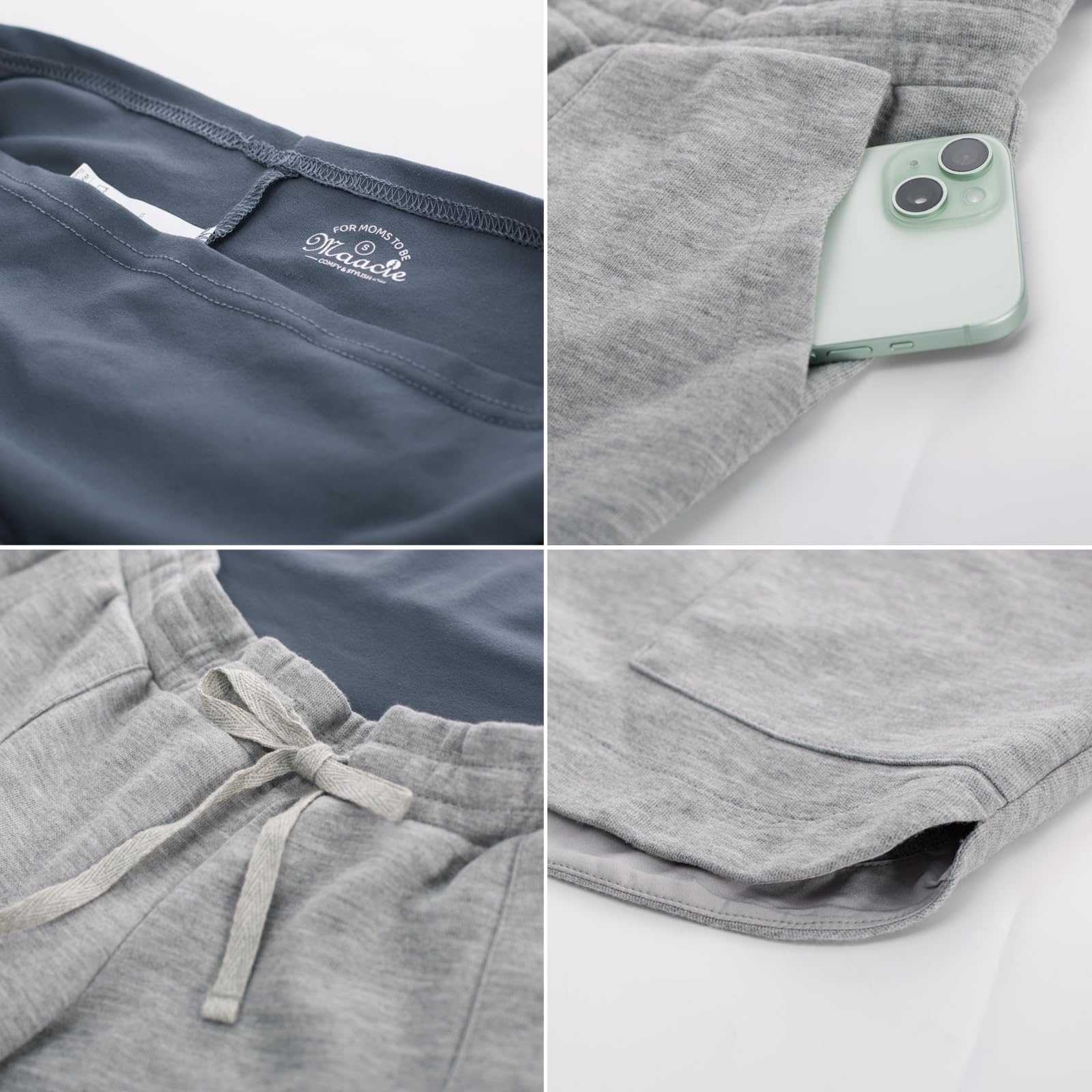 Maacie Short de maternité 2026 Short athlétique de maternité Short taille haute décontracté avec poches