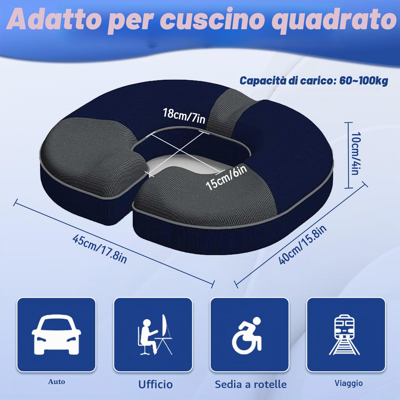 Cuscino ortopedico per seduta prostata, cuscino ergonomico per hamorroidi e prostata, riduce il dolore, favorisce la circolazione sanguigna e allevia il coccige (grigio scuro)