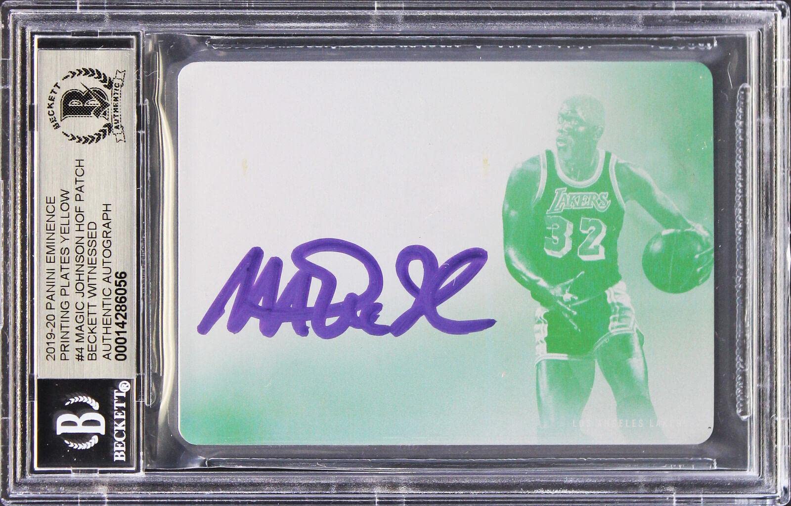 Magic Johnson Signed 2019 Panini Eminence Plates #4 Card Auto 10! BAS Slabbed - Basketball Slabbed Rookie Cards